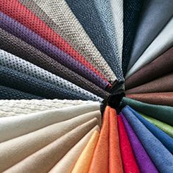 Various colors of fabrics fanned out