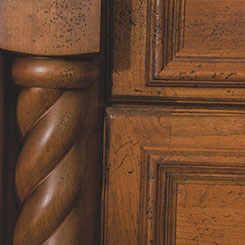 Close-up of cabinets with a special effect finish