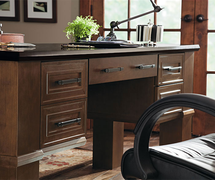 Beckwith Cherry office cabinets in Kodiak finish
