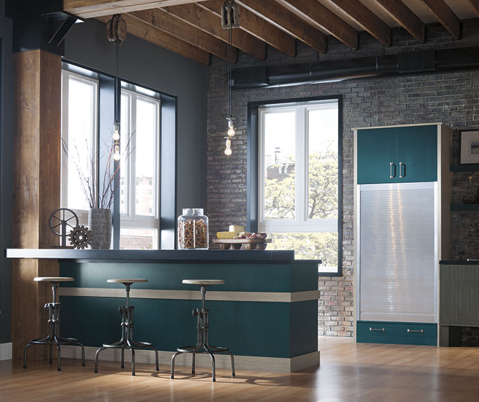 Modern kitchen with Nella Textured Laminate cabinets and custom paint