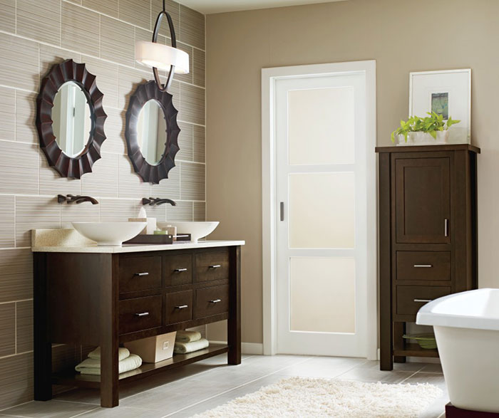 Casual Cherry Bathroom Cabinets in Truffle Finish