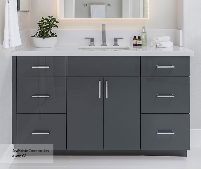 Clean and Simple Gray Bathroom Cabinet