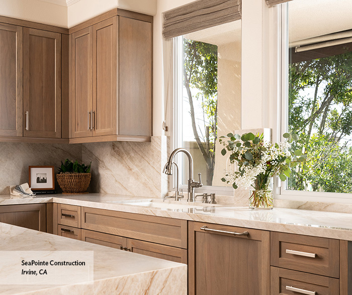 Pecan Kitchen Cabinets with Kitchen Storage