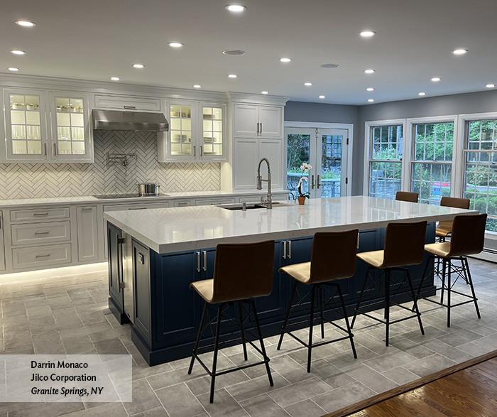 Bright Transitional Kitchen with Benson Off White Cabinets
