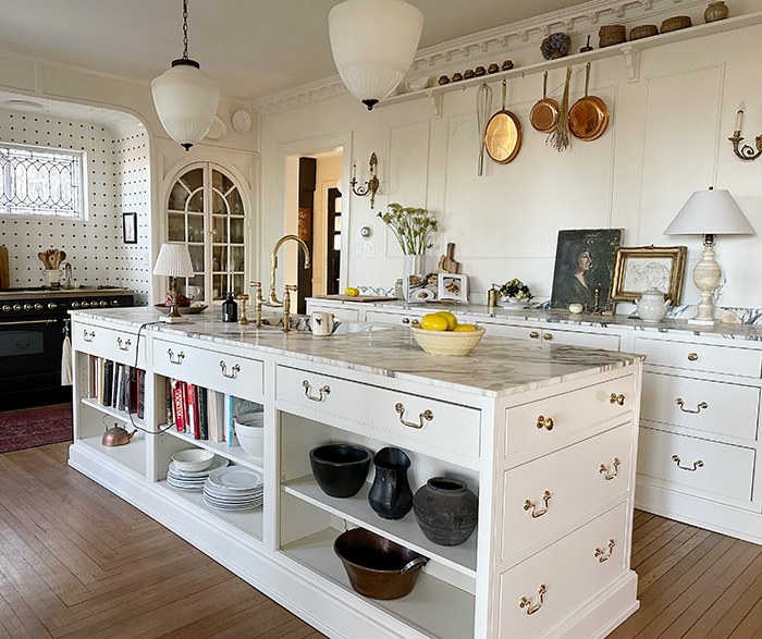 Traditional Inset Cabinetry Pairs with Custom Color While Fashioning French Flair