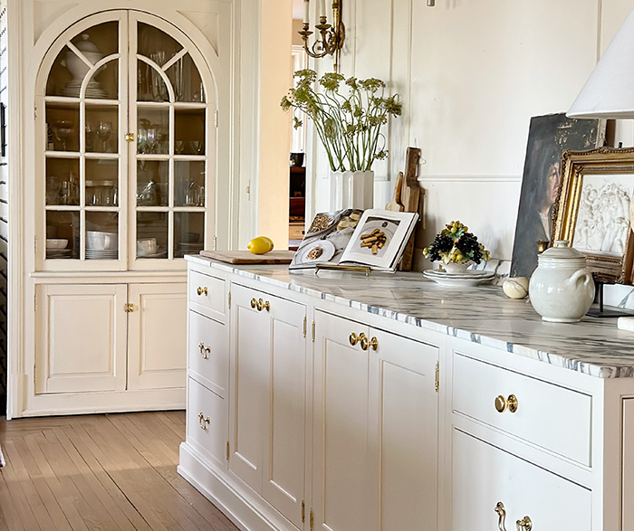 Traditional Inset Cabinetry Pairs with Custom Color While Fashioning French Flair